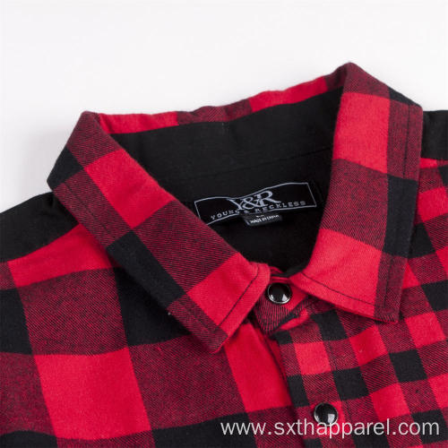 Long Sleeve Fleeece Joining Jacket Plaid Warm Shirt